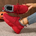 thumbnail image 3 of Winter Sneakers for Women Thickened Warm Furry Lined Slip on Platform Athletic Tennis Shoes Casual Lightweight Cold Weather Walking Shoes Red Size 7.5, 3 of 6
