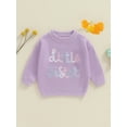 thumbnail image 2 of FEORJGP Toddler Baby Girl Knitted Sweater 0-18M Infant Long Sleeve Pullovers Casual Colorful Letter Embroidery Sweatshirts Warm Knitwear Tops Kids Litomfy Cute Clothes for Spring Fall Winter, 2 of 7