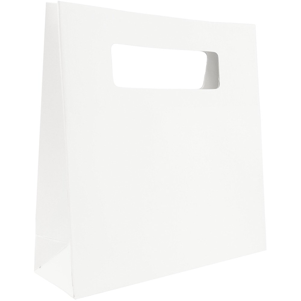 JAM Die Cut Gift Bags, 8 x 2.5 x 8, White, 3/Pack, Small