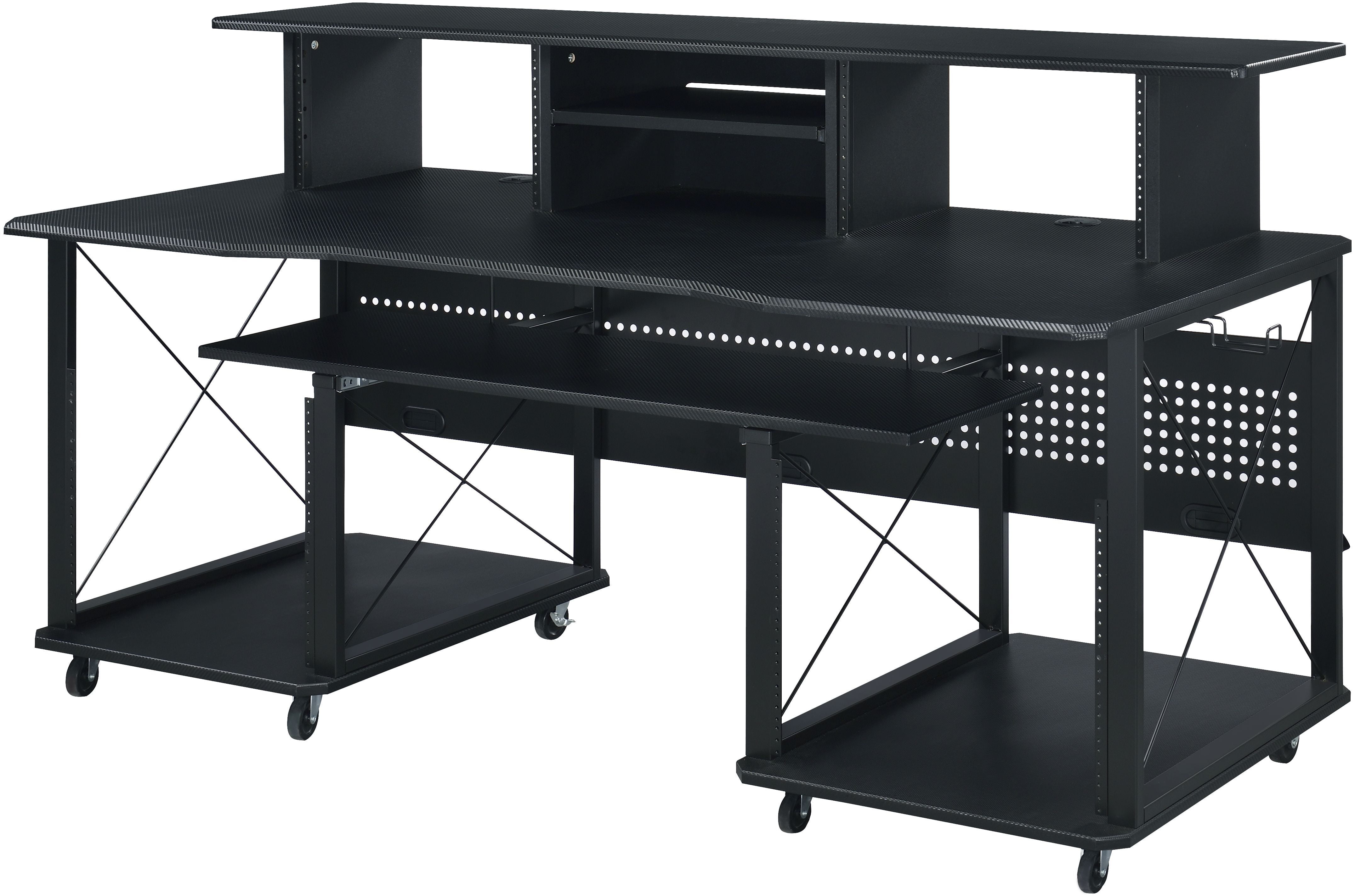 ACME Megara Frame Music Desk with Shelves And Compartments in Black Finish