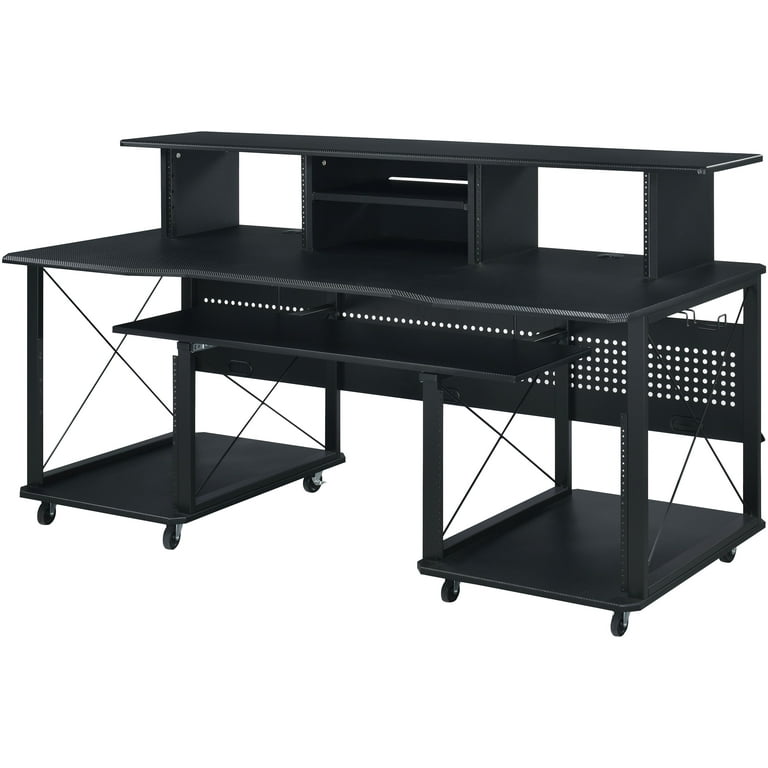 ACME Furniture Megara Studio Music Desk, Black Finish, Shelves