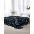 thumbnail image 6 of California King Flat Sheet Only Vintage Blossom Flower Texture Soft Microfiber Cooling Bedding Sheets Blue Floral Leaves on Black Flat Bed Sheet for Hotel,Home Decor, 6 of 9