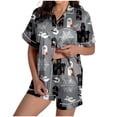 thumbnail image 3 of MuXiKeJi Clothes Women's Halloween Pajama Set Cute Ghost Pumpkin Print Milk Silk Brushed Button down Pjs Lounge Sleepwear Halloween Pajamas Women Satin,Women Christmas pjs, 3 of 9