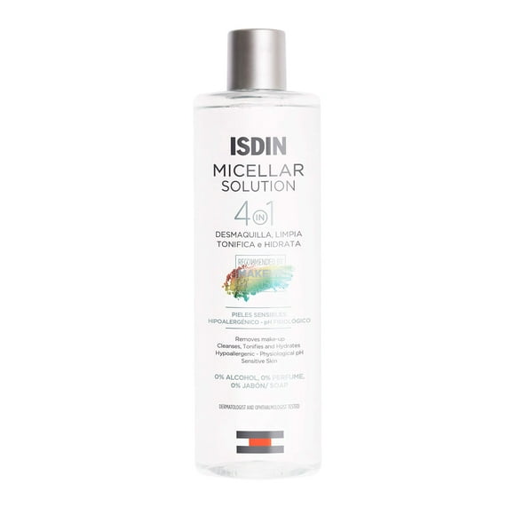 ISDIN Micellar 4-in-1 Facial Cleansing Water Solution - Hydrating and Cleansing Toner and Makeup Remover for Sensitive Skin, 13.5 FL OZ