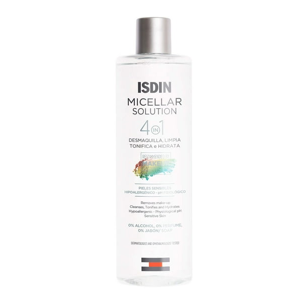 ISDIN Micellar Solution 4 en 1 Agua Micelar: Limpia, Desmaquilla, Hidrata y Tonifica, 400ml