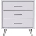thumbnail image 3 of SEI Furniture Table de Chevet 3 Tiroirs en Blanc et Chrome, 3 of 13