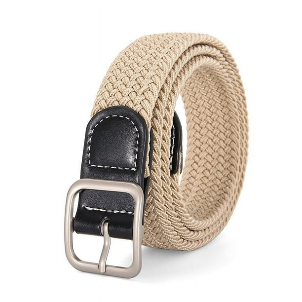 Zhuge Cinturón elástico para hombre, cinturón trenzado tejido elástico para hombre, cinturón informal de 1 3/8, cinturón de golf para pantalones vaqueros (caqui)
