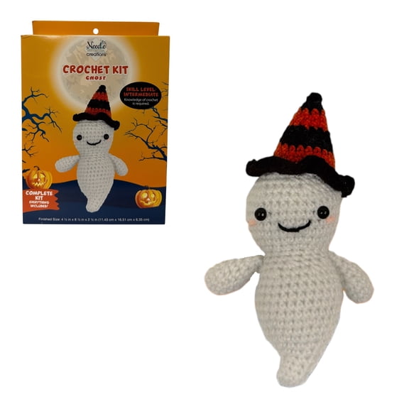 Needle Creations Ghost Crochet Kit, Complete Halloween DIY Craft Set