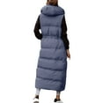 thumbnail image 4 of ZMHEGW Coats For Women Winter Sleeveless Vest Long Hoodie Warm Down With Pockets Quilted Outdoor Zip Up Long Vest Fall Jackets, 4 of 7