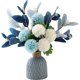 thumbnail image 1 of Flores artificiales con jarrón, arreglos florales de hortensias de imitación para el hogar, jardín, fiesta, decoración de boda, 1 of 5