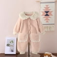 thumbnail image 6 of Efsteb Newborn Toddler Baby Girls Boys Fleece Rompers Infant Thick Winter Warm Outerwear Long Sleeve Solid Color Jumpsuit Romper (Pink,12-24 Months), 6 of 6