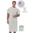 thumbnail image 1 of Personal Touch Angle Back Overlap Premium Patient IV Sleeves Hospital Gown With Telemetry Pocket, Raspberry Grey Diamonds (2 Pack), 1 of 2
