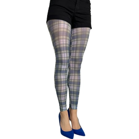 

Plaid Opaque Patterned Footless Tights for Women Malka Chic