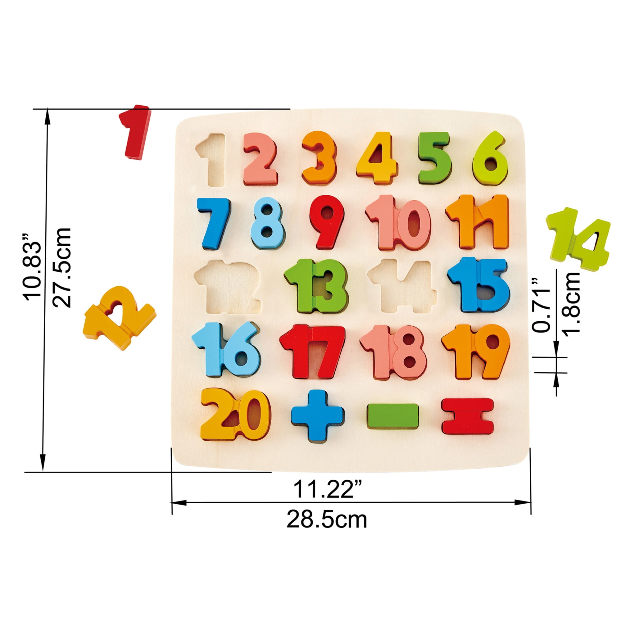 Hape Chunky Number & Counting Wooden Block Puzzle, 20 Pieces