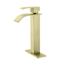 Single handle single hole waterfall spout bathroom vessel sink faucet with deck plate