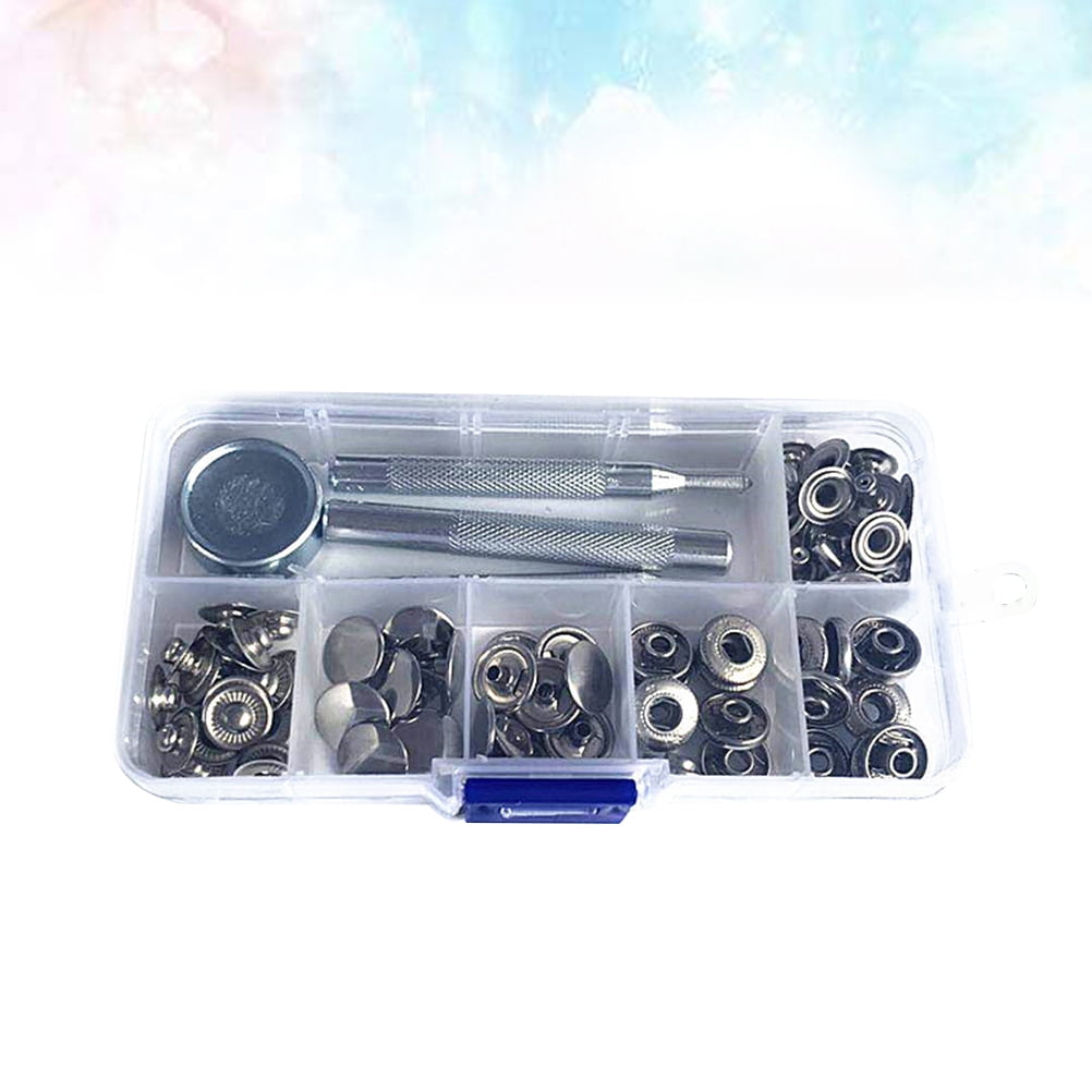HAMPPLIES 83 Pcs Button Installing Tool Set Metal Sew On Snaps Installation Tool for Tailors Silver