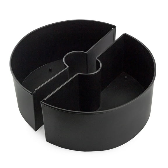 AuldHome Design Umbrella Planter for Patio Table w/ Umbrella Hole (Black), Enamelware Half-Circle Planter Pots