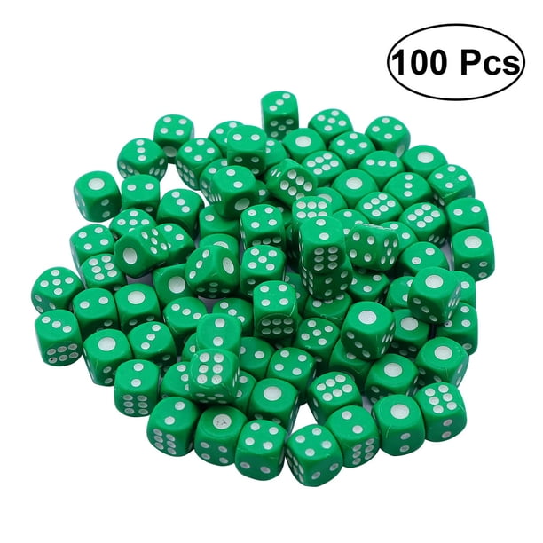 100 dados de plástico de 6 caras de colores para juegos de karaoke, fiestas y bares - n° 15 (verde)