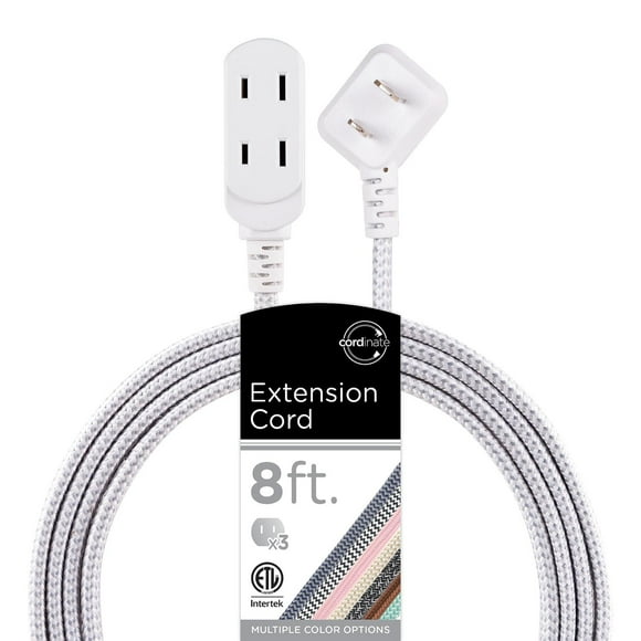 Cordinate Designer, Extension Electrica de 3 salidas polarizadas, Cable Trenzado de 2.4 m (8 pies),