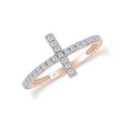 thumbnail image 2 of Round Cut Natural White Diamond Cross Band Ring For Women's In 10K Solid Rose Gold (Color: I-J, Clarity: I2-I3, 0.02 Cttw) -9, 2 of 6