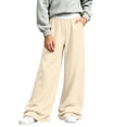 thumbnail image 6 of Falkdiz Girls Loose Sweatpants Open Bottom Outdoor Pockets Solid Color Pantalones Wide Leg Relaxed fit Pants for Girls Trendy , Beige , Size: 5-6 Years, 6 of 8