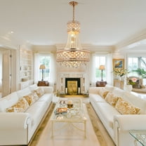 GMizon 20-inch duplex modern crystal chandelier, 9-head dining room chandelier, bedroom living room lighting fixture (gold)