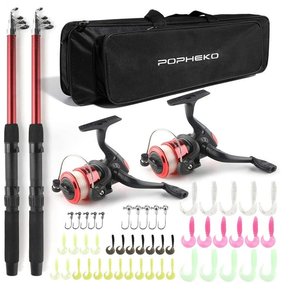 Telescopic Fishing Rod Reel Combo 2PACK 5.9FT/6.89FT Collapsible Fishing Pole Spinning Reel Lures Tackle Bag All-in-one Fishing Gear Set Fishing Rod Kit for Beginner Youth Adults Kids