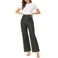 thumbnail image 2 of Allegra K Women's Casual Button Cotton Trim High Waist Wide Leg Long Jeans, 2 of 6