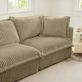 thumbnail image 4 of Modern U-Shaped Sectional Sofa with French Edges, 3-Seater Camel Fabric Deep Seat, 4 of 24