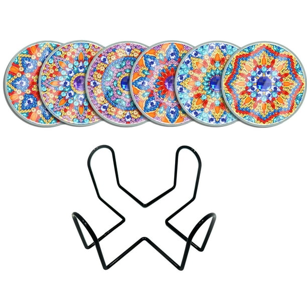 6 Posavasos de pintura de diamantes perfecl Posavasos de mandala antideslizantes
