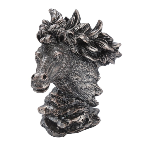 Vintage Horse Head Sculpture, Bronze Tone Resin Statue, 1 Piece Decorative Art Figurine, for Home Bookshelf Office Desktop Decor Accent