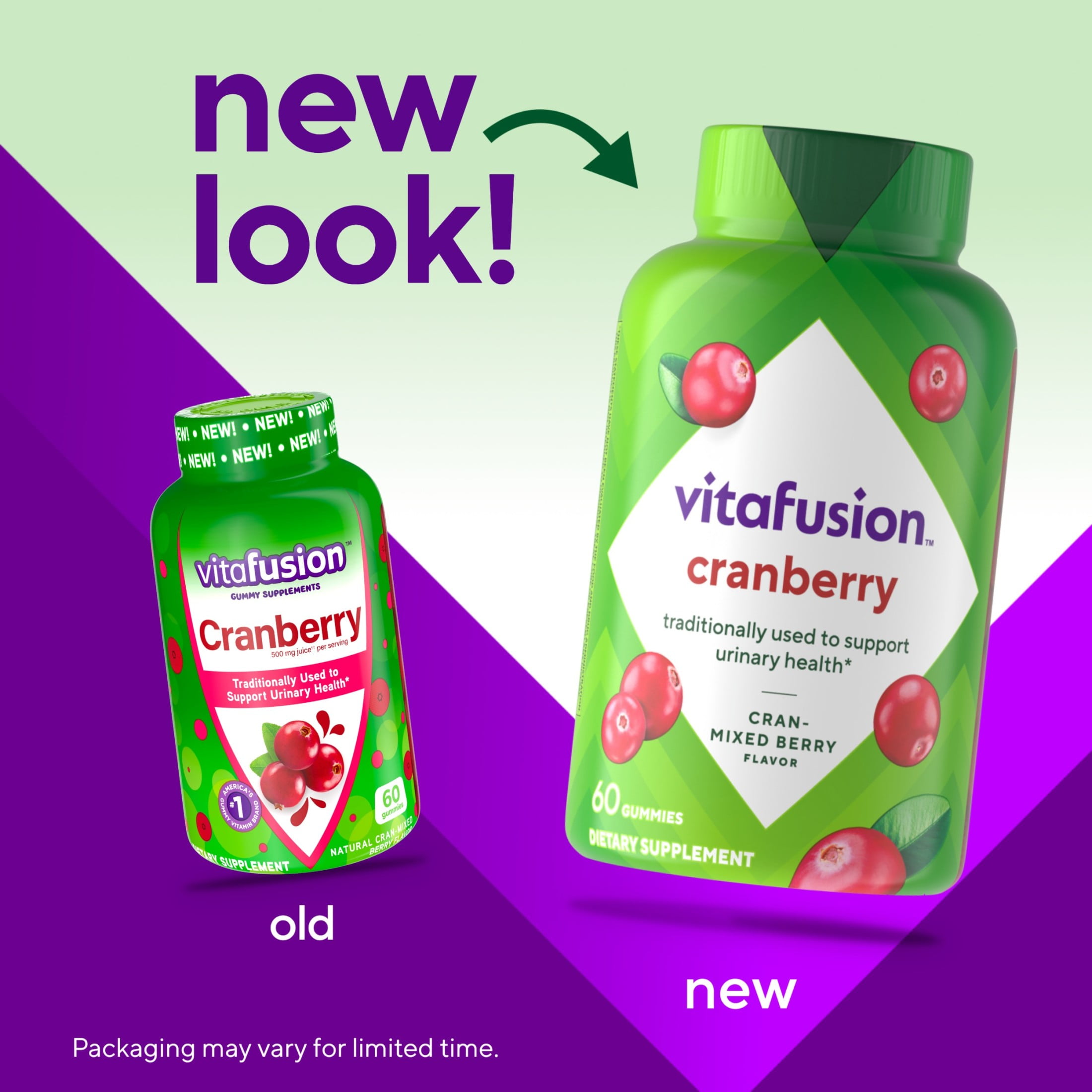 Vitafusion Cranberry Gummies for Women, 500mg Cranberry Juice Concentrate per serving, 60ct