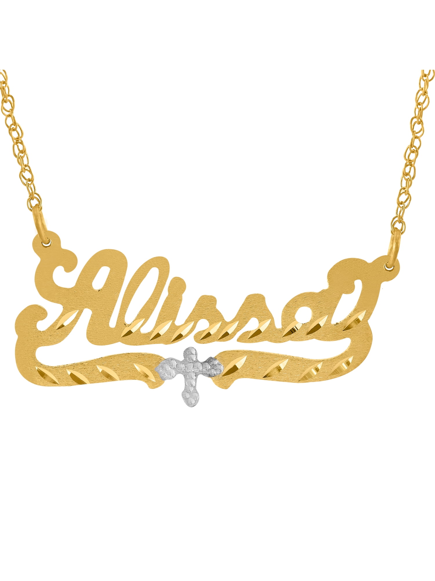 Personalized Name Necklace with Beading and Rhodium