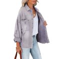 thumbnail image 2 of LYMAYTER Women Relaxed Coats Solid Color Long Sleeves Denim Jean Jacket Washed Mid-Length Cowboy Outwear S-XL, 2 of 8