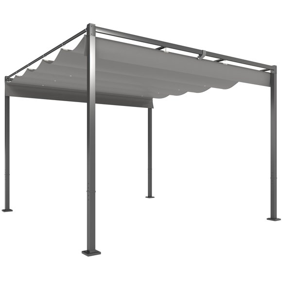 Outsunny 10' x 10' Outdoor Gazebo, Metal Retractable Pergola Canopy, Grey