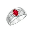 thumbnail image 4 of RYLOS Men's Rings 14K White Gold Classic 7X5MM Oval Gemstone & Diamond Designer Ring Ruby July Birthstone Rings For Men, Gold Rings Size 13, 4 of 8