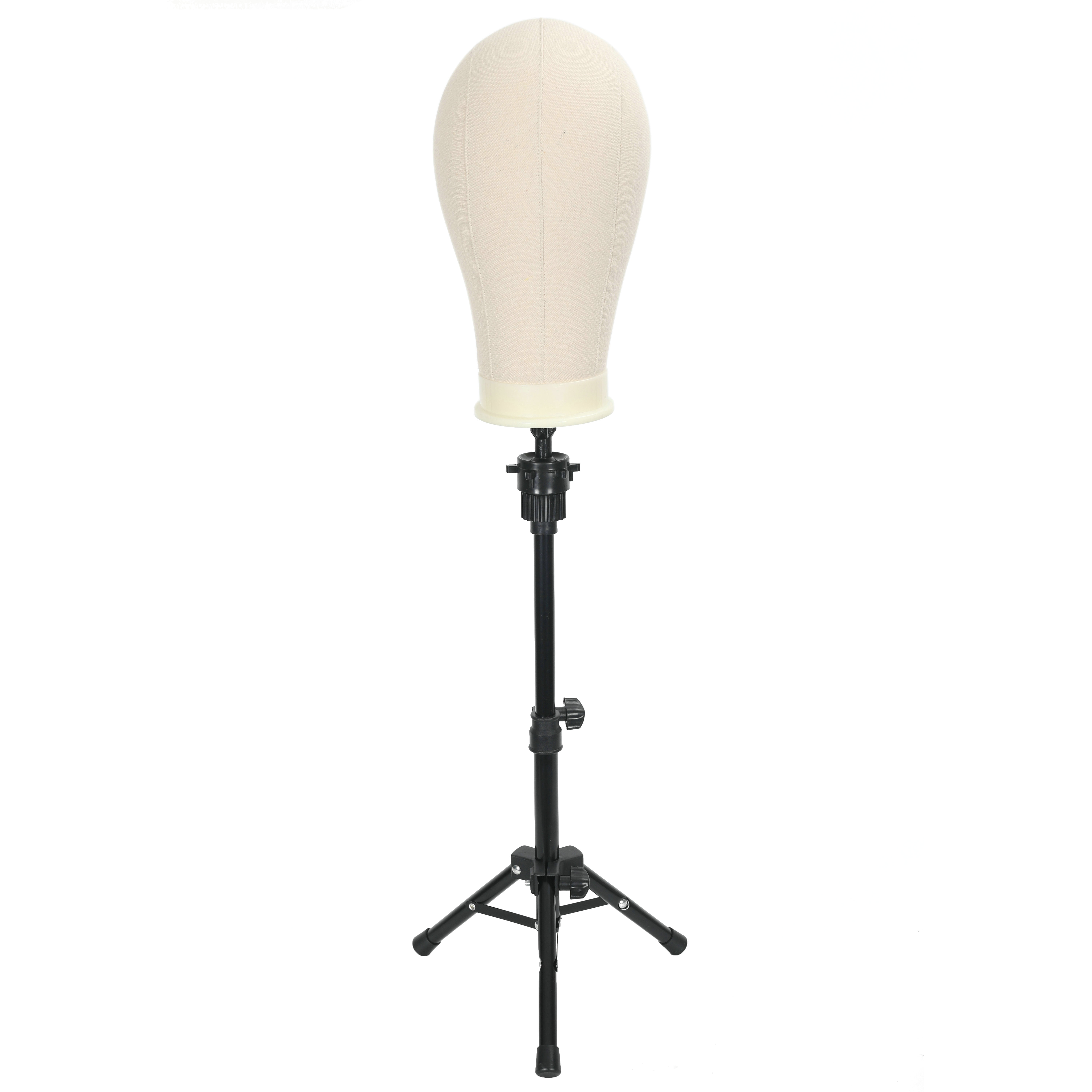 RYHAIR 22 inches Canvas Mannequin Head with Tripod Stand Wig Cap T Pins Rat Tail Comb and Hairpins for Wig Making Practice Styling Training Display