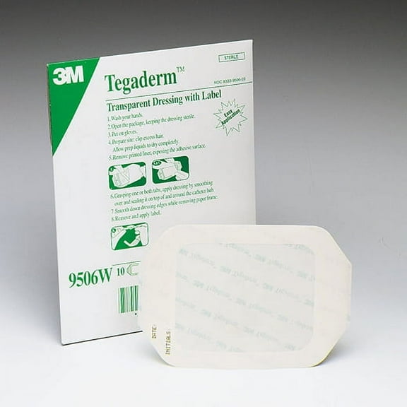 3M Tegaderm Transparent Dressing, Film 4 X 4-3/4 Inch, Box of 50 - Model 1626W