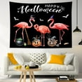 thumbnail image 2 of HVEST Funny Flamingo Halloween Tapestry Wall Hanging Orange Pumpkin with Magic Witch Hat Broom Wall Tapestry for Bedroom Aesthetic Black Tapestry for Living Room College Dorm Decor,59Wx51H inch, 2 of 6
