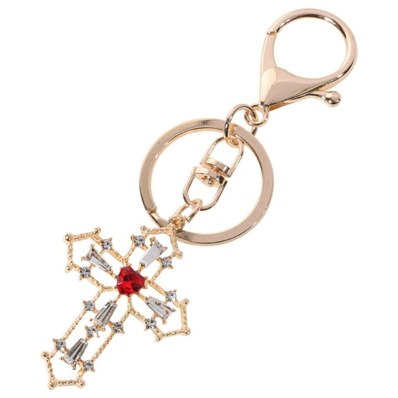 PAMINGONO 1Pack Purse Keychain Charm with Rhinestone Cross for Female
