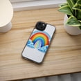 thumbnail image 5 of DistinctInk Hybrid (Acrylic / TPU) Clear Slim Fit Case for Apple iPhone 14 (6.1" Screen) - "Whimsical Rainbow: Colors Dancing in Sky", 5 of 8