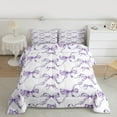 thumbnail image 3 of Manfei Cartoon Bowknot Bedding Comforter Set,Vintage Bow Tie Twin Comforter Sets,Purple White Bedding Set For Girls,Microfiber Bedroom Decor Reversible,2 Pieces, 3 of 9