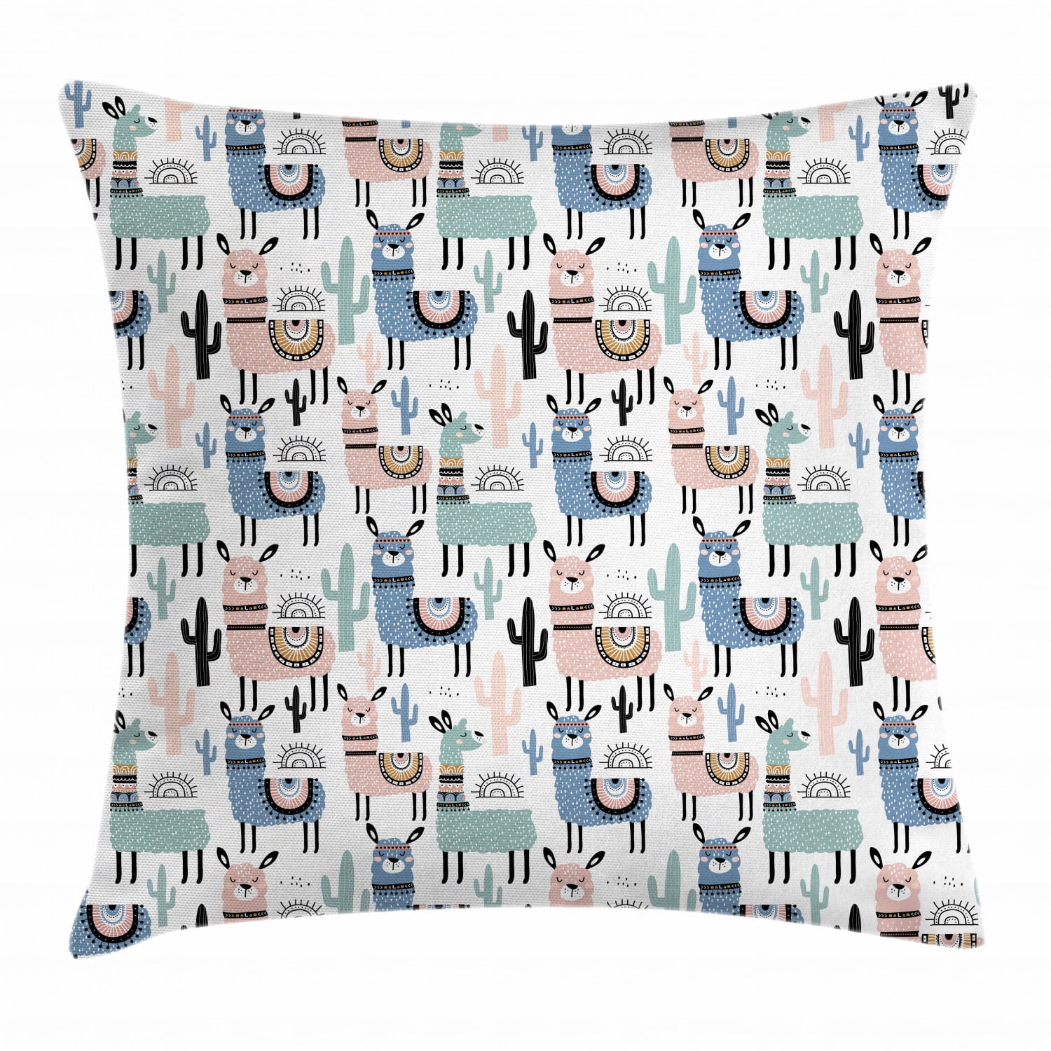 Cartoon Tropical Llama Cushion Cover Throw Pillow Case Floral Kid Room Decor 18" 