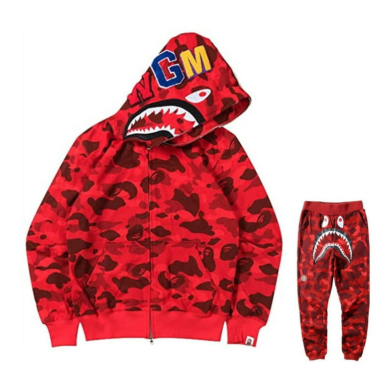 Bape red shark hoodie hotsell