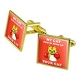 thumbnail image 1 of My Cat Could Beat Up Your Cat Boxing Gloves Funny Humor Square Cufflink Set - Silver or Gold, 1 of 6