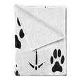 thumbnail image 2 of Hunting Soft Flannel Fleece Throw Blanket, Wildlife Animal Footprints and Hooves Claw Silhouettes Ecology Nature Theme, Cozy Plush for Indoor and Outdoor Use, 60" x 80", Black and White, by Ambesonne, 2 of 5
