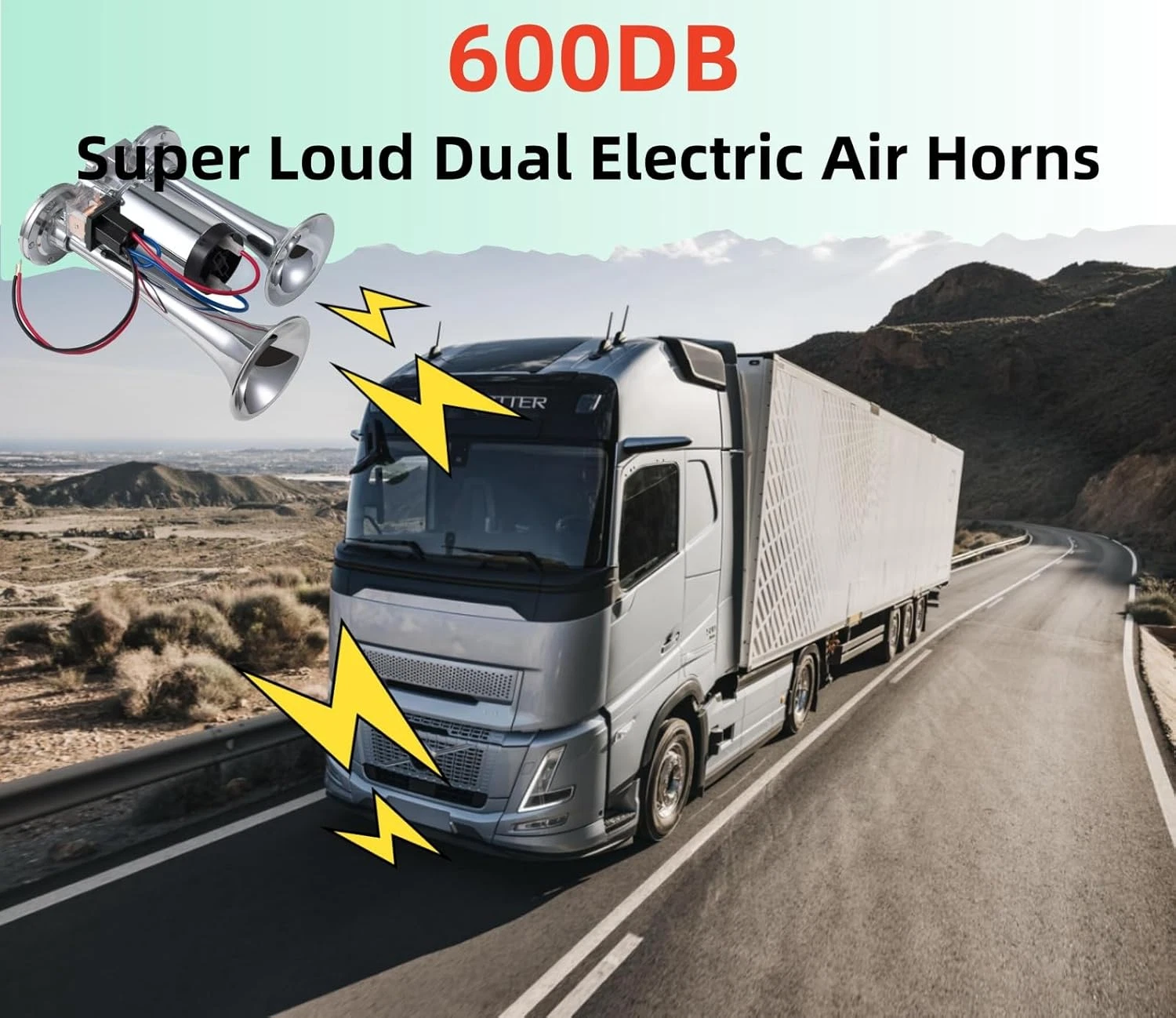600DB Super Loud Dual Electric Train Horns for Trucks, Suvs, Cars, Boats & Motor