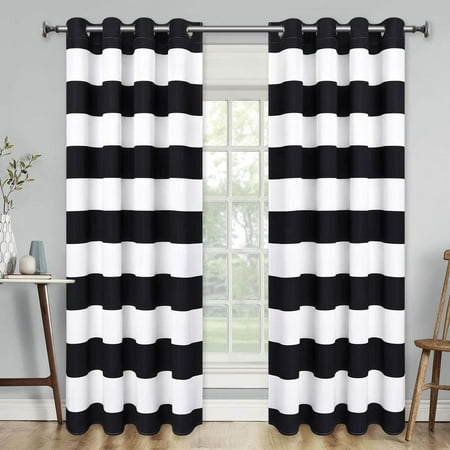 Striped Window Curtains Black And White With Grommets For Bedroom Living Room Set Of 2 Panels 52 X 63 Inch Length Canada Striped Window Curtains Black And, Grey Black And White Striped Curtains