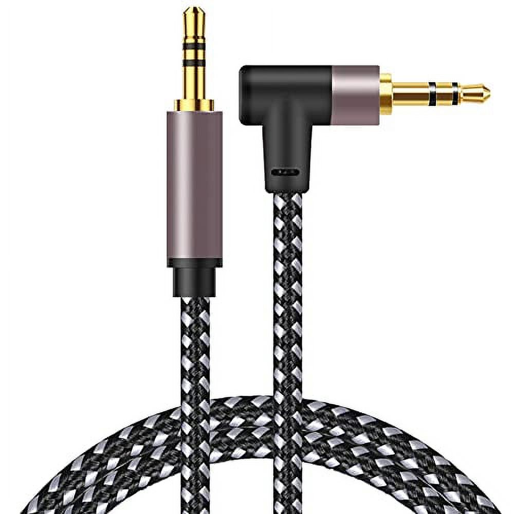 3.5mm Audio Cable 20FT, 90 Degree Right Angle 3.5mm(1/8" TRS) Male to Male Auxiliary Stereo Cable Gold Plated Nylon Braid HiFi Audio Cord for Car, Headphone,iPhones, Tablets - image 2 of 3