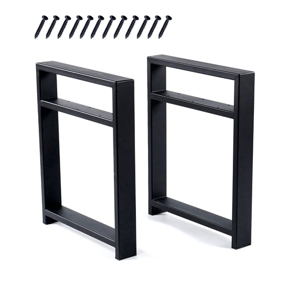 19" Black Metal Bench Legs Heavy Duty Metal Coffee Table Legs Set of 2